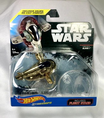 Star Wars Hot Wheels Starships Boba Fett Slave 1 Gold Edition 2015 NUEVO Foto 1 de 4