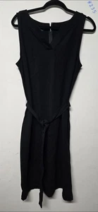 Talbots Etuikleid Damen 12 schwarz dehnbar Gürtel ärmellos V-Ausschnitt Reißverschluss hinten - Bild 1 von 13