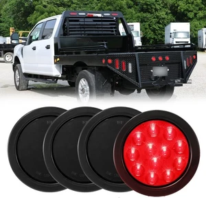 4Pcs 4"inch Round LED Truck Trailer Stop Turn Tail Brake Lights Smoked Kit - Bild 1 von 12