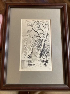 GEORGE ELBERT BURR 1859-1939 ARIZONA & COLORADO Winter Trees Orig Signed Etching - Picture 1 of 9