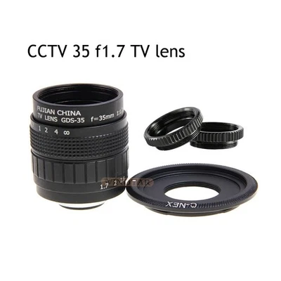 35mm F1.7 CCTV Movie Lens + C-Mount + Macro Ring for Sony E-Mount Cameras - Image 1 of 4