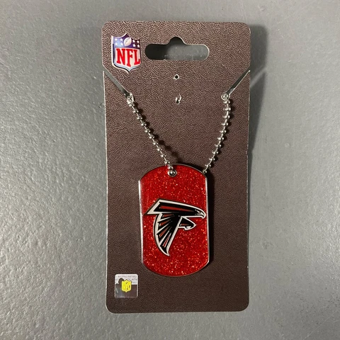 Atlanta Falcons Metal Dog Tag Glitter Necklace NFL Football Team Logo Sports Cover