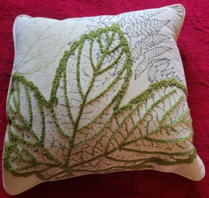 Villa by Pottery Barn Feather Pillow 18" Square Zip Corded Edges Tufted - Picture 1 of 11