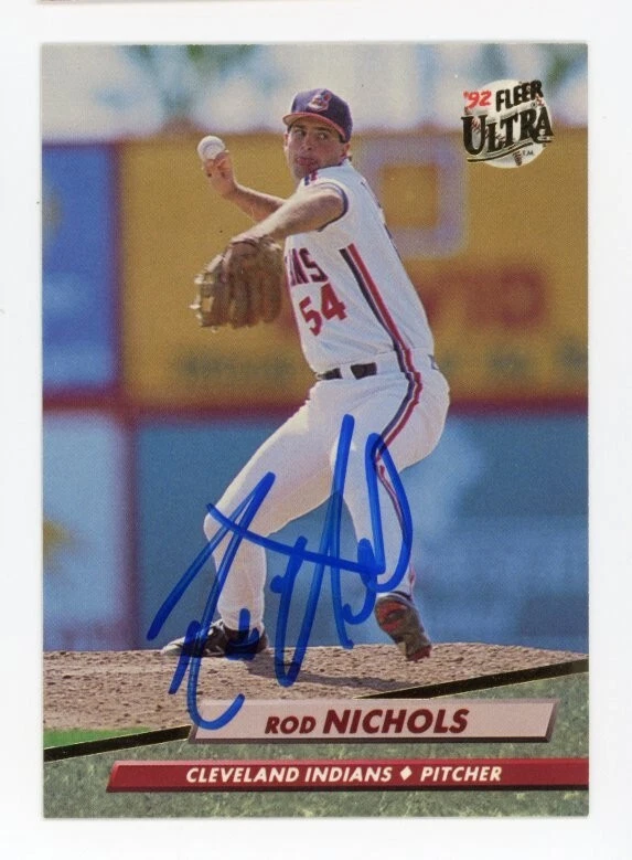 SIGNED BASEBALL CARD AUTO CLEVELAND INDIANS ROD NICHOLS 1992 FLEER ULTRA #352 - Image 1 of 1