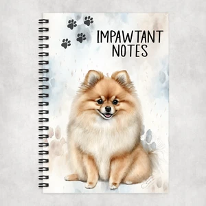 Impawtant Notes Pomeranian A5 Spiral Bound Notebook 60 Lined pages Dog Love Gift - Picture 1 of 2