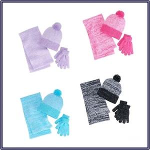 NWT Berkshire Girls' 3-Pc Marled Infinity Scarf Hat & Gloves Set One Size  - Picture 1 of 5