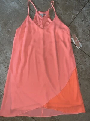 Nuevo con etiquetas Vestido GB Gianni Bini Naranja Neón Correa de Espagueti Cuello en V XS $54 Foto 1 de 2
