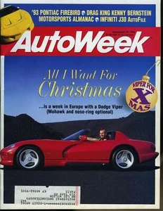 AutoWeek Magazine December 21, 1992 Dodge Viper, '93 Pontiac Firebird - Picture 1 of 3