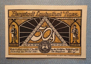 altes Notgeld 50 Pfennig Bergstadt Lautenthal im Harz Waldschlösschen 1921 - Imagen 1 de 2