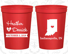 Personalized Wedding Plastic Cups Custom Cup (113) Indiana Wedding Favors