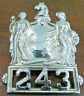 original numbered Vtg New Jersey 243 Police Dept. Hat Badge / Pin  screw back