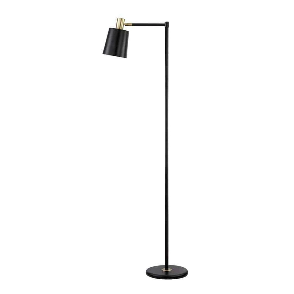 Globe Electric 12916 Lex 60" Floor Lamp Black Satin Finish Gold Accents