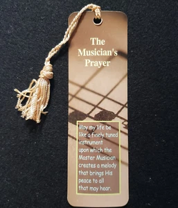 Lesezeichen mit Vers & Quaste - inspirierendes Geschenk - "Musiker Gebet" kostenloser Versand - Bild 1 von 2