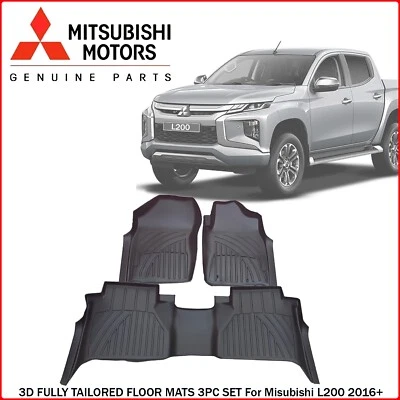 3D FULLY TAILORED FLOOR MATS 3PC SET IN BLACK FOR MITSUBISHI L200 SERIES 5 16+ — 第 1/4 张图片