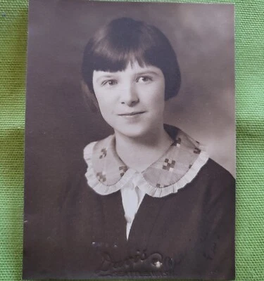Vintage Photograph Pretty Young Girl Christmas 1928 2 .75" x 3.75" Davis Seattle - Image 1 of 3