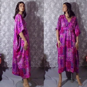 Vintage 70er Kaftan Kleid 70s rosa lila Boho Hippie Daisy Jones Gr. Medium - Bild 1 von 7