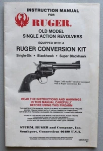 RUGER Old Model Single Six Blackhawk Super Blackhawk Conversion Kit Manual 1983 - Picture 1 of 4