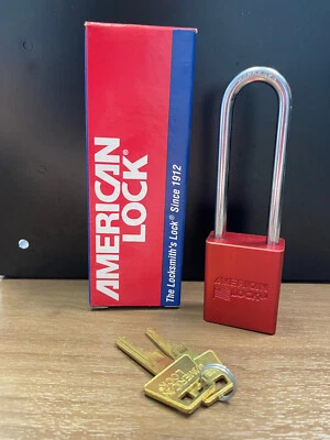 American Lock A1107RED Safety Series Lockout Padlock Lock 3" High Shackle