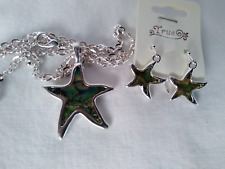 Abalone Shell Star Fish Pendant 19" Necklace  Earrings Set  Gift Ladies NWT