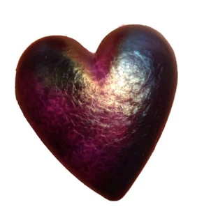 RHAG Robert Held BLUE Art Glass Iridescent Heart Paperweight Signed,2 1/4" - Picture 1 of 4