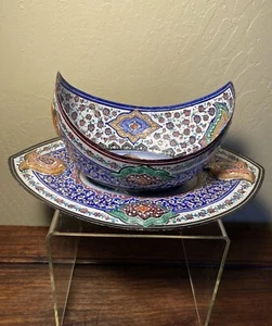 Set Of Dish Asian Antique Copper Enamelled Persian, Persian Early Xxeme. - Picture 1 of 14