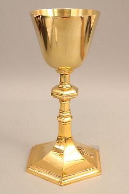 Signed Antique P.J. Gill Boston Catholic Chalice & Paten Gold On Sterling NR • 156.78$