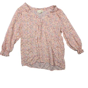 Cynthia Rowley Blouse Womens Small Pink Floral Boho Bohemian Hippy Cottagecore - Picture 1 of 12