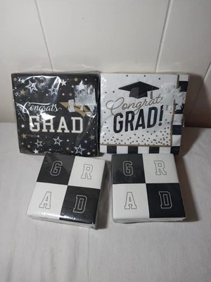 Graduation Party Supplies 160 Napkins Gold and Black 80 Lunch 80 Beverage - Image 1 of 4