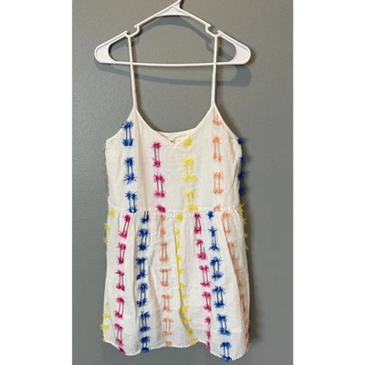 NWOT Lou & Grey for LOFT White Colorful Tassel Tank Dress Women's Size M - Image 1 of 4