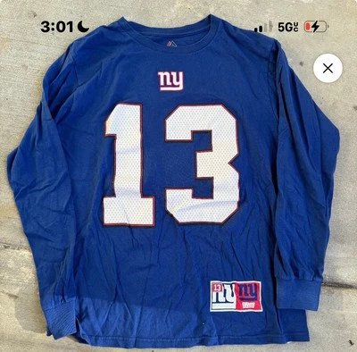 Camiseta Para Hombres Majestic NY Giants Odell Beckham Jr. Talla Mediana Manga Larga Azul NFL 13 Foto 1 de 3
