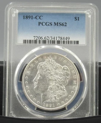 1891-CC Morgan Silver Dollar PCGS MS62 - Reverse toning - Image 1 of 4