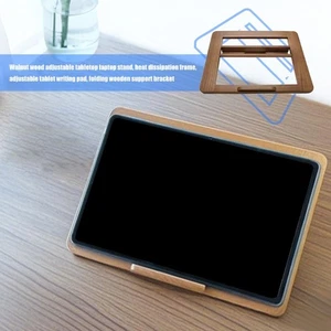 Walnuts Wooden Laptop Stand Height Adjustable Foldable Portable Desk Accessory - Afbeelding 1 van 8