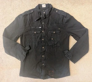 JACK & JONES BLACK MILITARY STYLE JACKET Smart Coat Mens Size Large (Medium*) - Picture 1 of 24