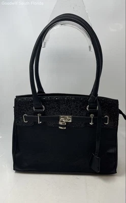 Apt. 9 Bolso de hombro para mujer de cuero negro con doble asa con bolsillos interiores Foto 1 de 4