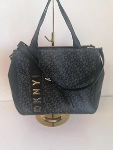 DKNY Medium Black /Dark Grey Handbag With Adjustable Long sholder Strap - Picture 1 of 18