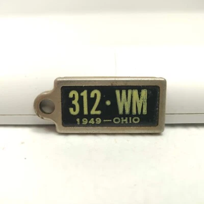 RARE VTG Disabled Veterans Mini License Plate Key Chain Ring Tab OHIO 1949 - Image 1 of 2