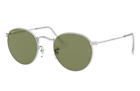 Ray Ban Round Sunglasses RB 3447 91984E Silver w/Light Green Lens 50mm