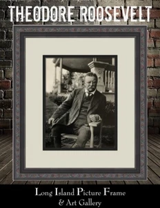 President Theodore Roosevelt Sagamore Hill Black & White Photograph Custom Frame - Picture 1 of 3