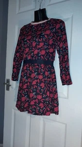 LA Redoute Ladies Navy & Red Floral  Zip Up Front  Mini Dress UK 8 VGC - Picture 1 of 10