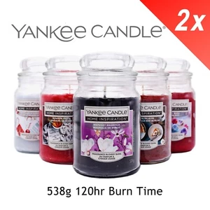2x Yankee Candle Home Inspiration *Vacanze* Barattolo di vetro grande 538g 120hr tempo di combustione - Foto 1 di 18