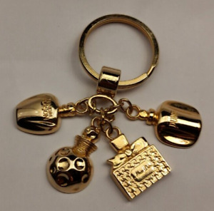 Christian Dior Vintage Perfume Bottle Charm Key Ring Gold Plated