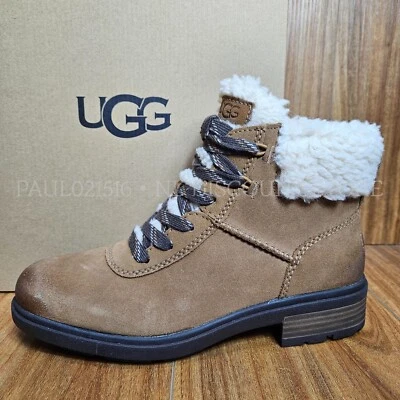 UGG Mujer Harrison Acogedoras Botas de Encaje 1130440 ~ Castaño ~ Talla EE. UU. 8 Foto 1 de 4