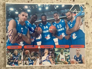 France National Team signed 8X10 PHOTO Nicolas Batum Ian Mahinimi Ronny Turiaf - Picture 1 of 3