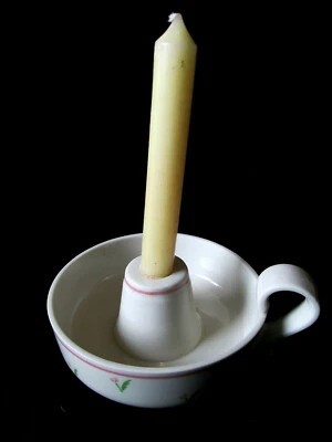 Candelabro de cerámica vintage 1985 con mango Teleflora flor rosa Foto 1 de 4