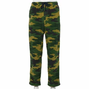 Mens Soft Fleece Green Camo Pajama Sleep Lounge Pants PJ Bottoms 2-pckt Big Tall - Picture 1 of 2