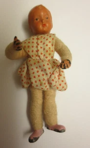 Nostalgie Biegepuppe Baby Puppenhaus Puppenstube 5 cm ALT - Bild 1 von 2