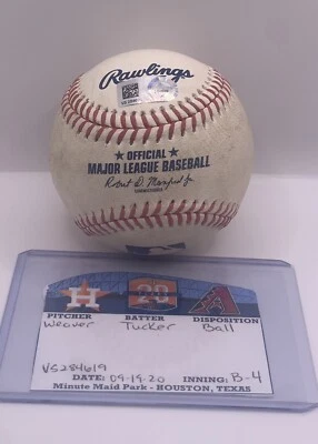 KYLE TUCKER Game Used Baseball - Houston Astros vs. Arizona Diamondbacks 9/19/20 - Image 1 of 4
