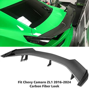 For 6th Gen Chevy Camaro ZL1 1LE Style Rear Trunk Wing Spoiler Carbon Fiber Look - Picture 1 of 8