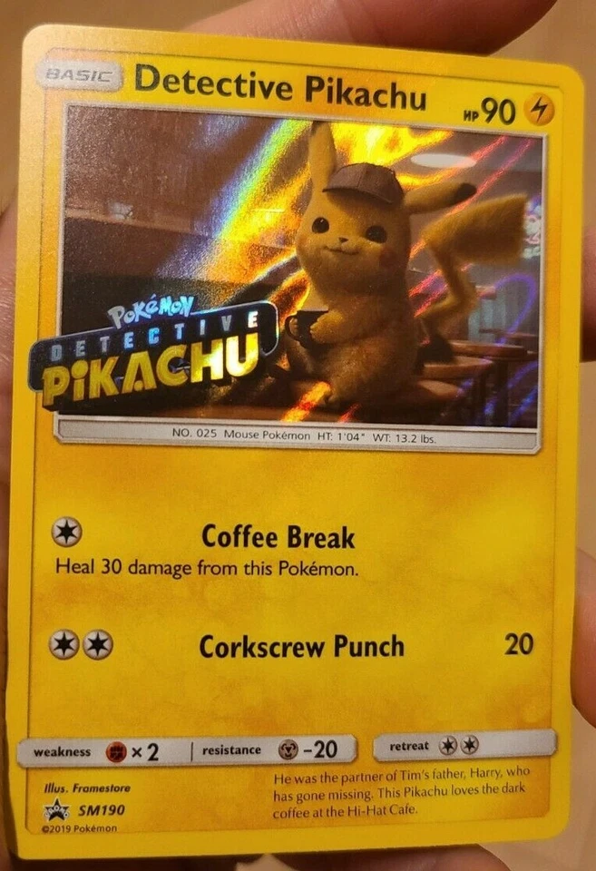 STAMPED Detective Pikachu Movie Promo SM190 Pokemon Holo Foil Holographic - LP - Image 1 of 1