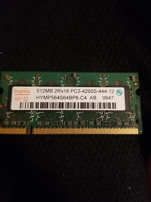 Hynix 512MB PC2-4200 DDR2-533MHz Non-ECC CL4 200pin SODIMM HYMP564S64CP6-C4 - Image 1 of 2